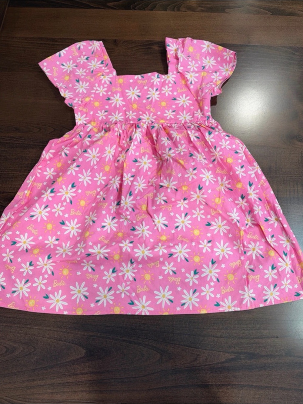 Barbie Pink Daisy Flutter-Sleeve Casual Dress